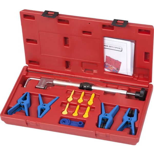 Набор заглушек для патрубков с металлическими наконечниками, зажим, кейс, 12 предметов 